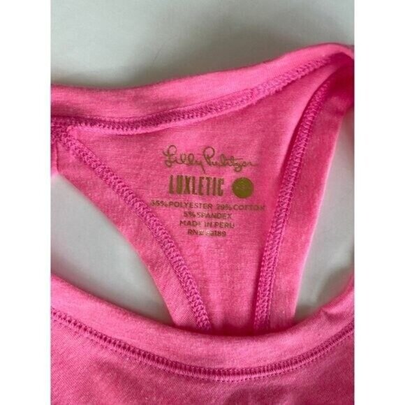 Lilly Pulitzer Size XXS Pink Tank Top Luxletic Workout Twisted Back Casual Beach - Picture 5 of 9